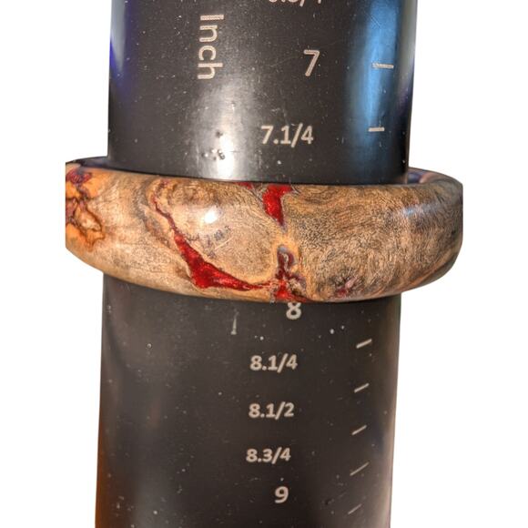 Vtg Natural Wood Colorful Browns Creams Grays & Burgundy Colored Bangle Bracelet - Picture 7 of 10